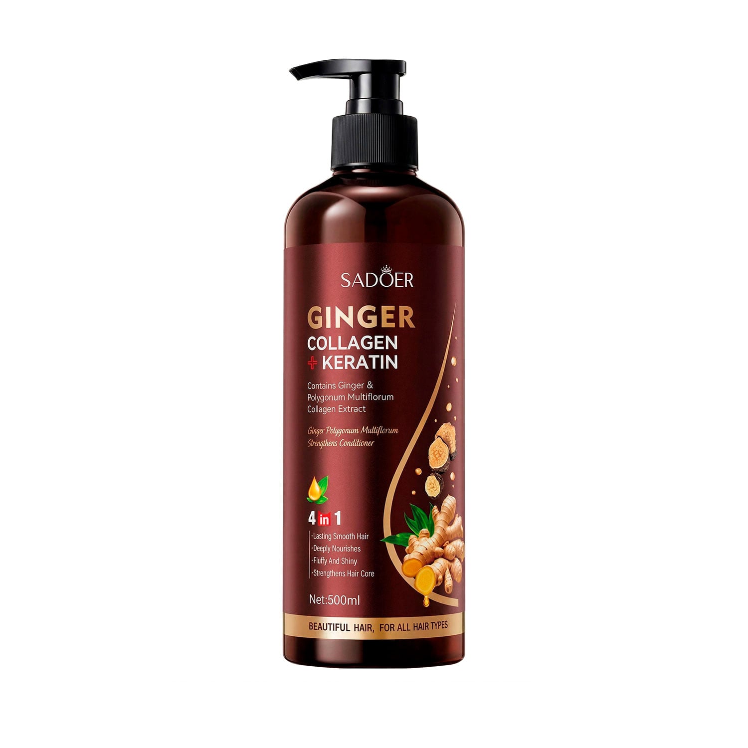 Кондиціонер для волосся Sadoer Ginger Collagen Keratin Polygonum Multiflorum Hair Conditioner, 500 мл
